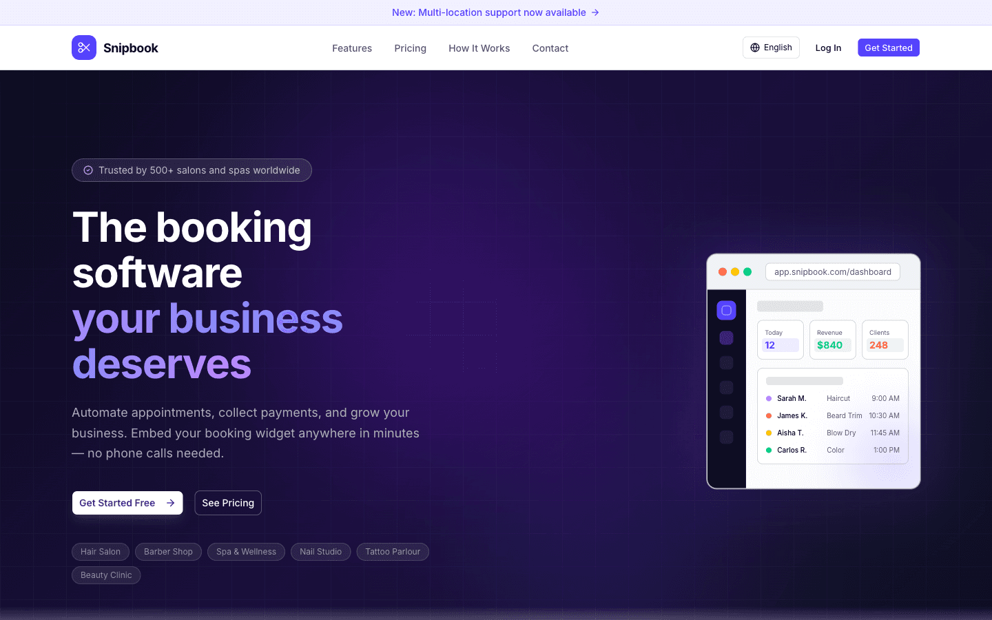 Snipbook — Salon Booking SaaS